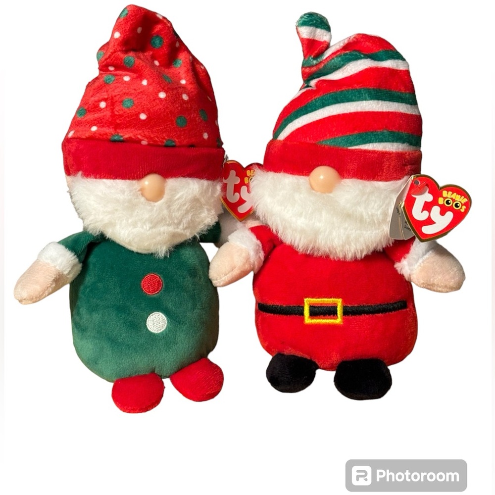 NWT•Ty Beanie Boos Gnome Santa and Elf pair